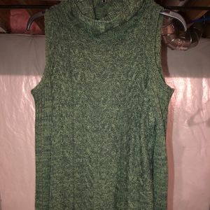 Green cable knit sweater